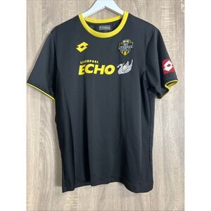 Liverpool Ace Football Shirt Jersey Echo Sponsor Lotto‎ Men's Large Black Yellow